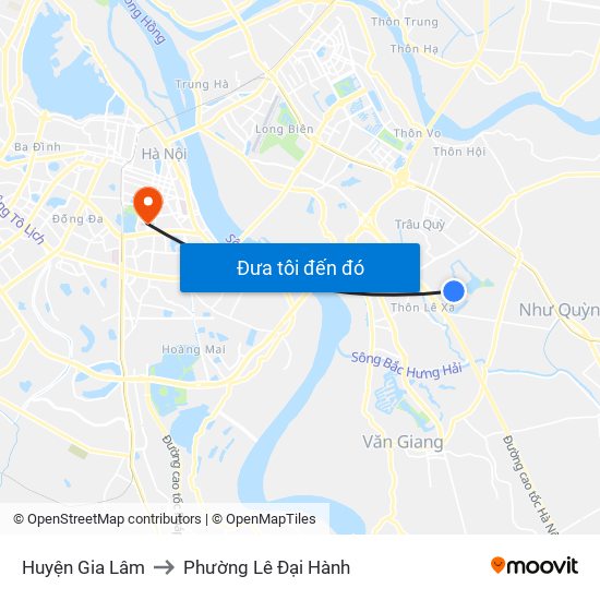 Huyện Gia Lâm to Phường Lê Đại Hành map