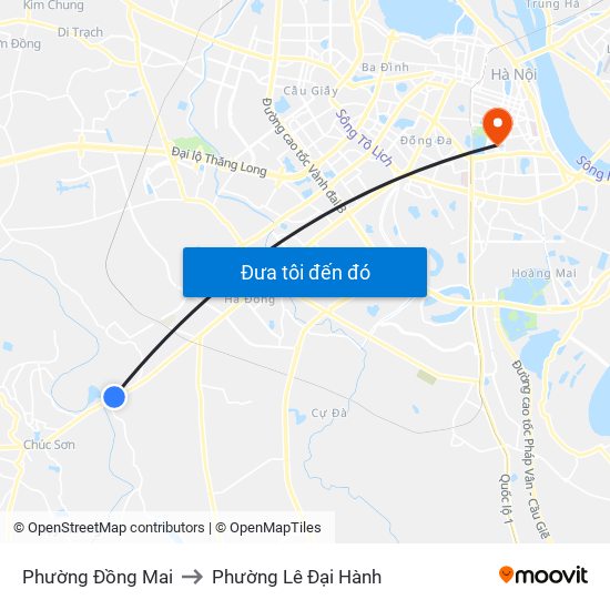 Phường Đồng Mai to Phường Lê Đại Hành map