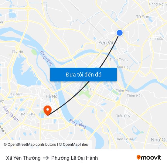 Xã Yên Thường to Phường Lê Đại Hành map