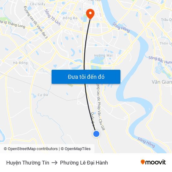 Huyện Thường Tín to Phường Lê Đại Hành map