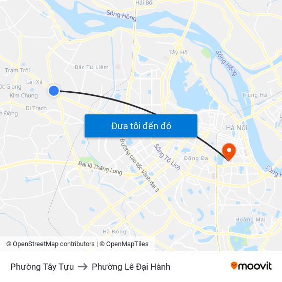 Phường Tây Tựu to Phường Lê Đại Hành map