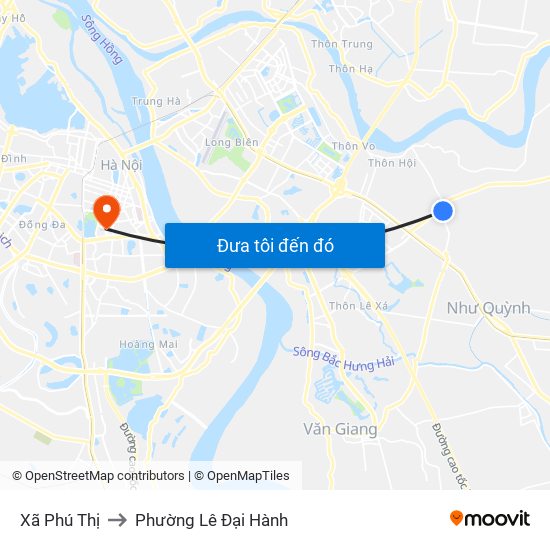 Xã Phú Thị to Phường Lê Đại Hành map