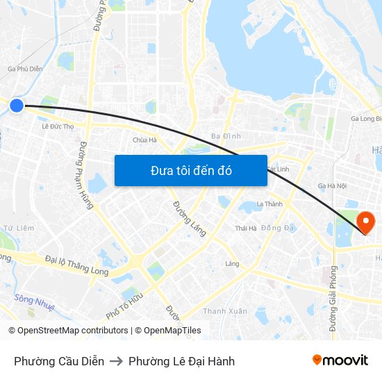 Phường Cầu Diễn to Phường Lê Đại Hành map