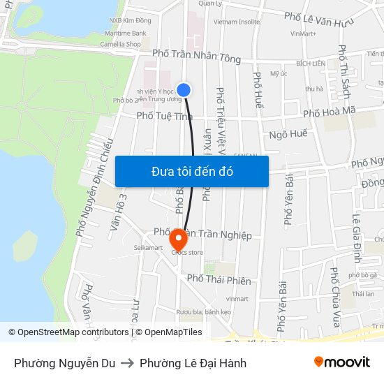 Phường Nguyễn Du to Phường Lê Đại Hành map