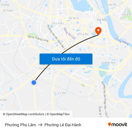 Phường Phú Lãm to Phường Lê Đại Hành map