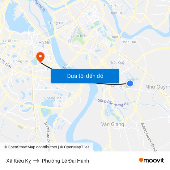 Xã Kiêu Kỵ to Phường Lê Đại Hành map