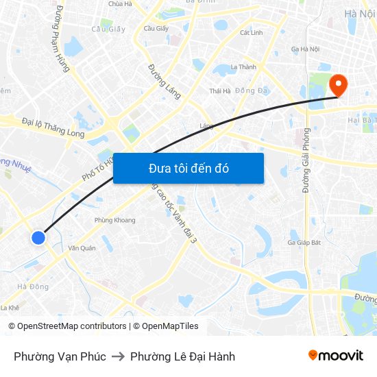 Phường Vạn Phúc to Phường Lê Đại Hành map