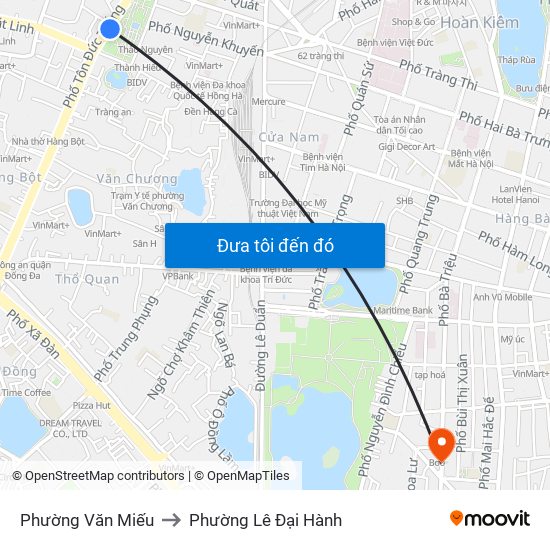 Phường Văn Miếu to Phường Lê Đại Hành map