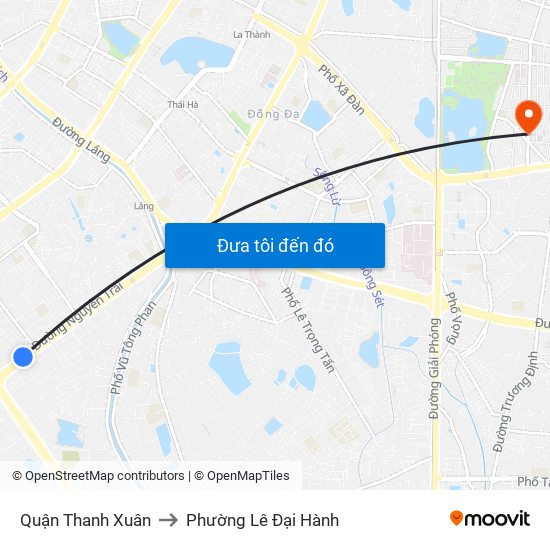 Quận Thanh Xuân to Phường Lê Đại Hành map