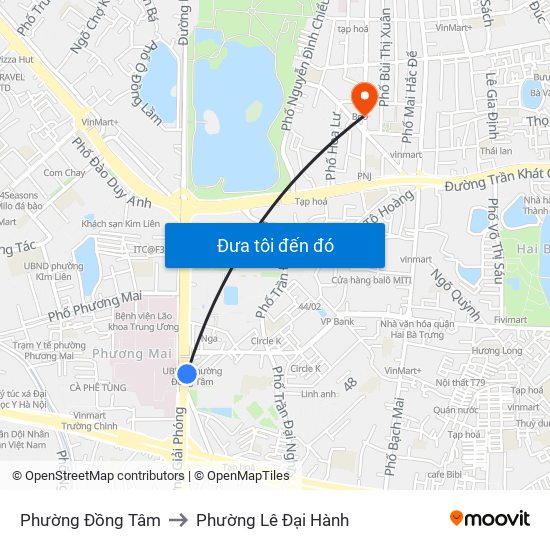 Phường Đồng Tâm to Phường Lê Đại Hành map