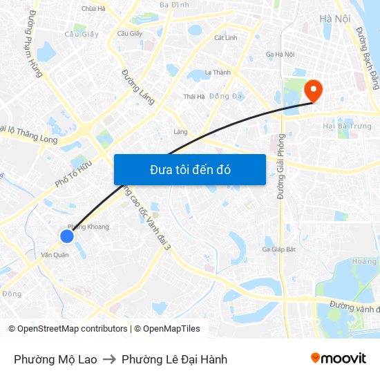 Phường Mộ Lao to Phường Lê Đại Hành map