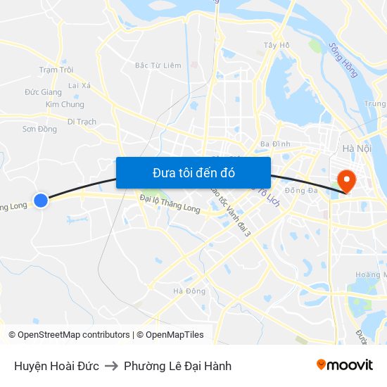 Huyện Hoài Đức to Phường Lê Đại Hành map