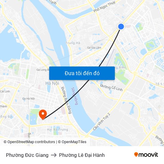 Phường Đức Giang to Phường Lê Đại Hành map