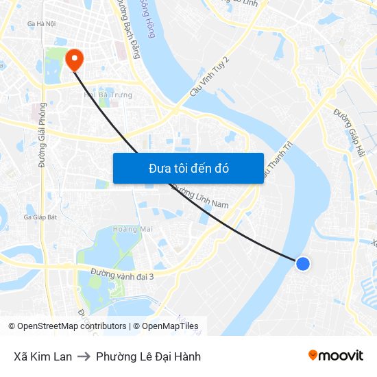 Xã Kim Lan to Phường Lê Đại Hành map