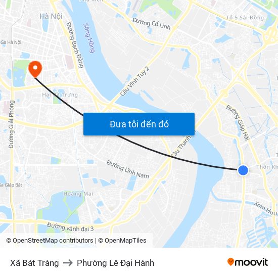 Xã Bát Tràng to Phường Lê Đại Hành map