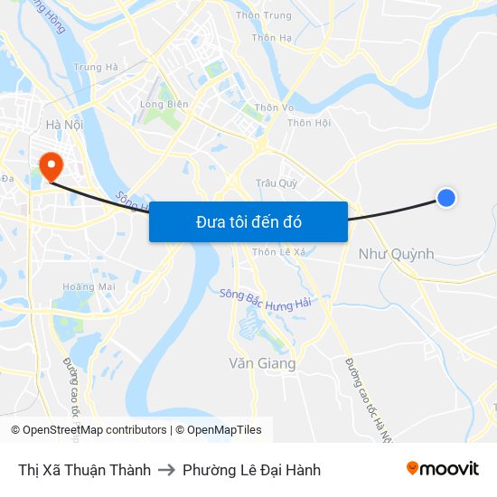 Thị Xã Thuận Thành to Phường Lê Đại Hành map