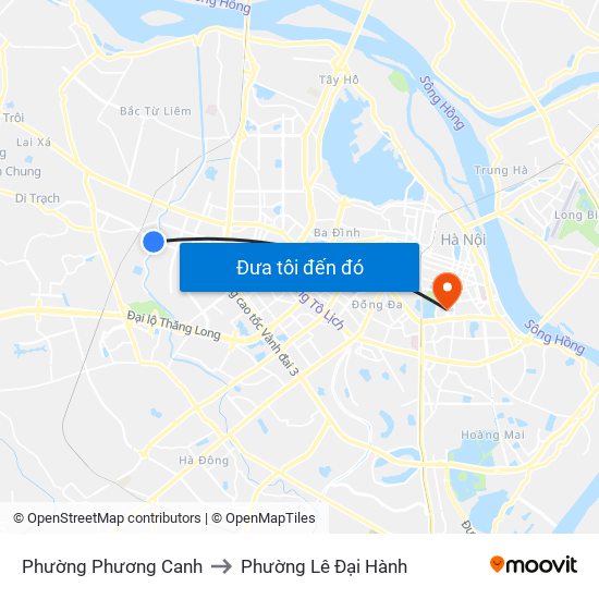 Phường Phương Canh to Phường Lê Đại Hành map