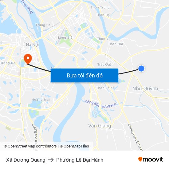Xã Dương Quang to Phường Lê Đại Hành map
