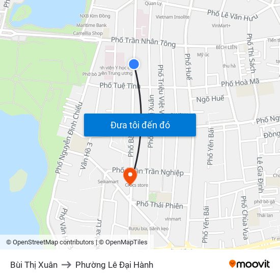 Bùi Thị Xuân to Phường Lê Đại Hành map
