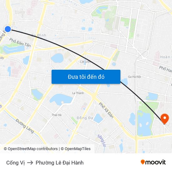 Cống Vị to Phường Lê Đại Hành map