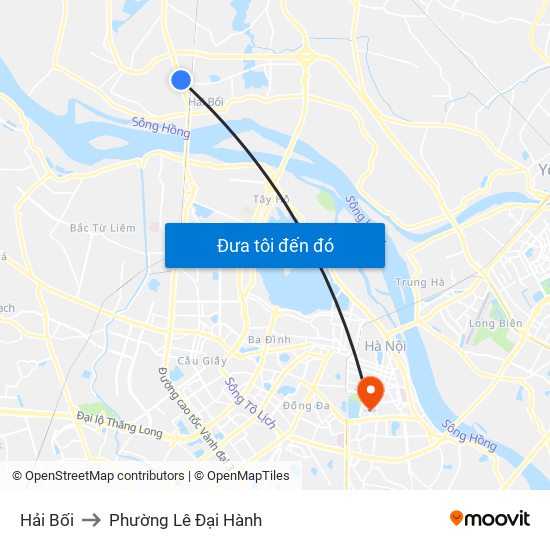 Hải Bối to Phường Lê Đại Hành map