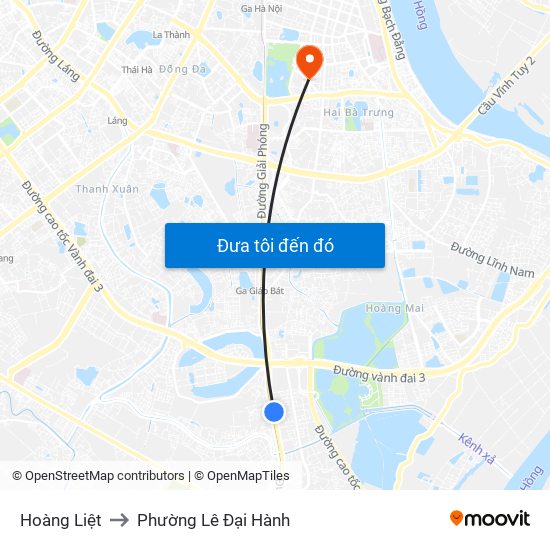 Hoàng Liệt to Phường Lê Đại Hành map