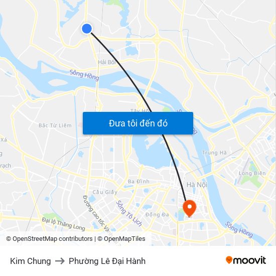 Kim Chung to Phường Lê Đại Hành map