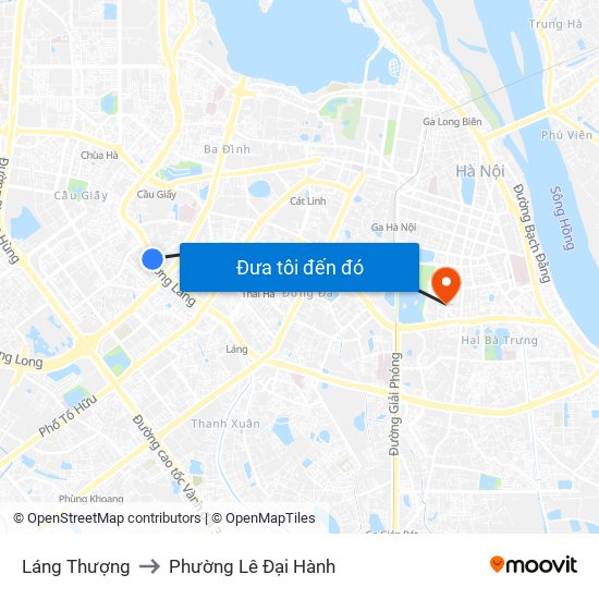 Láng Thượng to Phường Lê Đại Hành map