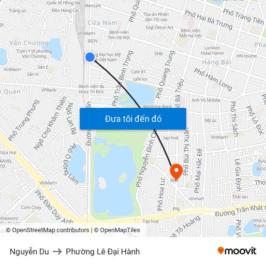 Nguyễn Du to Phường Lê Đại Hành map
