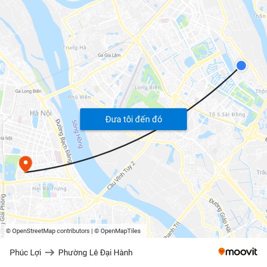 Phúc Lợi to Phường Lê Đại Hành map