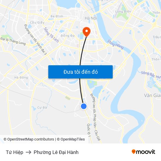 Tứ Hiệp to Phường Lê Đại Hành map