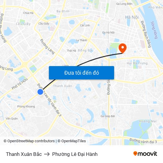 Thanh Xuân Bắc to Phường Lê Đại Hành map