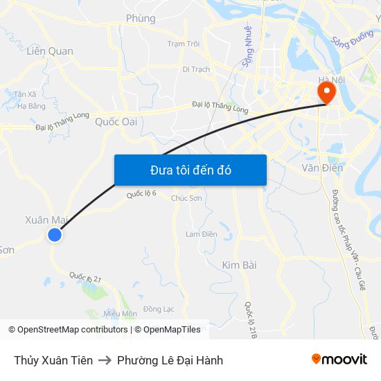 Thủy Xuân Tiên to Phường Lê Đại Hành map