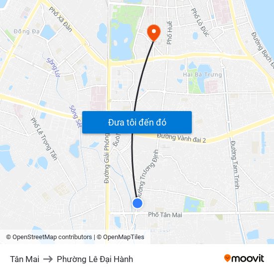 Tân Mai to Phường Lê Đại Hành map