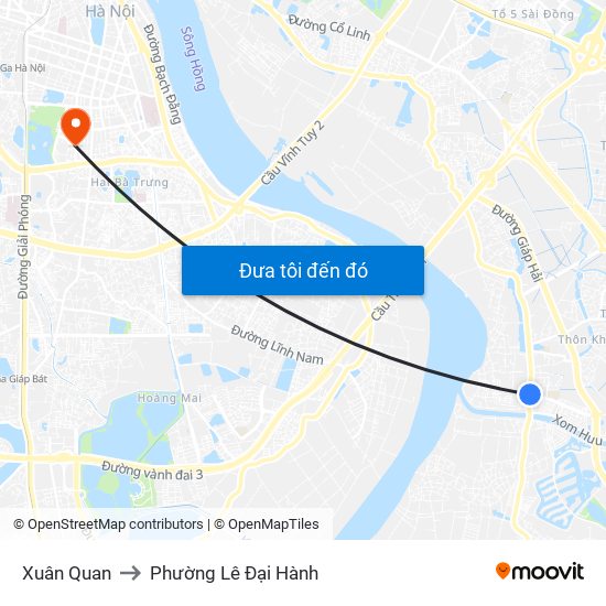 Xuân Quan to Phường Lê Đại Hành map