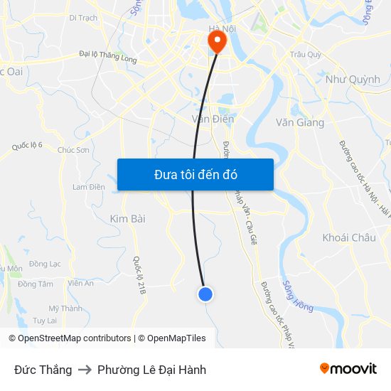 Đức Thắng to Phường Lê Đại Hành map