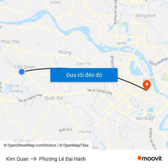 Kim Quan to Phường Lê Đại Hành map