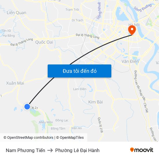 Nam Phương Tiến to Phường Lê Đại Hành map