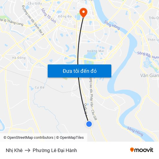 Nhị Khê to Phường Lê Đại Hành map