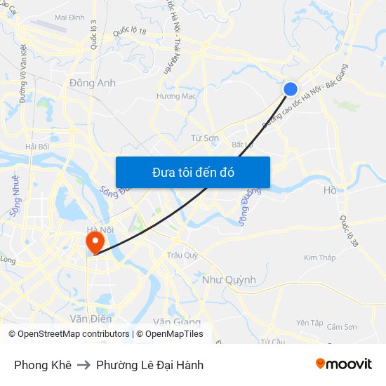 Phong Khê to Phường Lê Đại Hành map