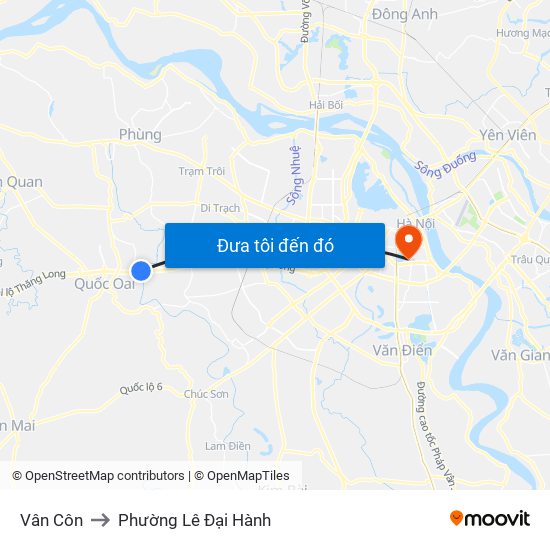 Vân Côn to Phường Lê Đại Hành map