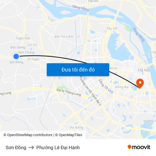 Sơn Đồng to Phường Lê Đại Hành map
