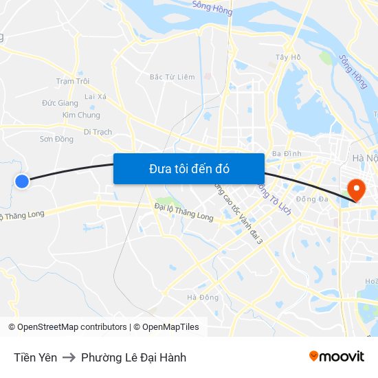 Tiền Yên to Phường Lê Đại Hành map