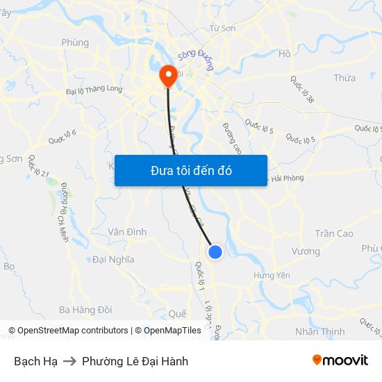 Bạch Hạ to Phường Lê Đại Hành map