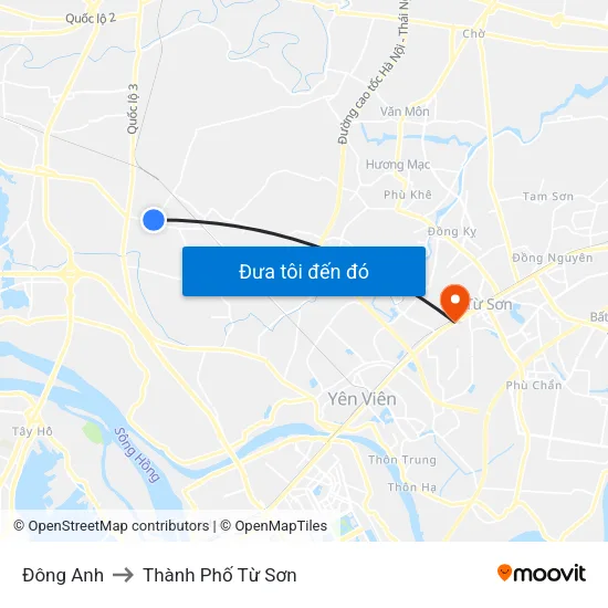 Đông Anh to Thành Phố Từ Sơn map