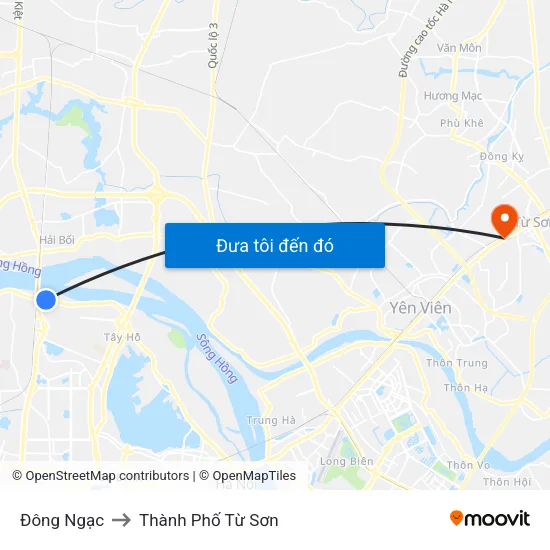 Đông Ngạc to Thành Phố Từ Sơn map