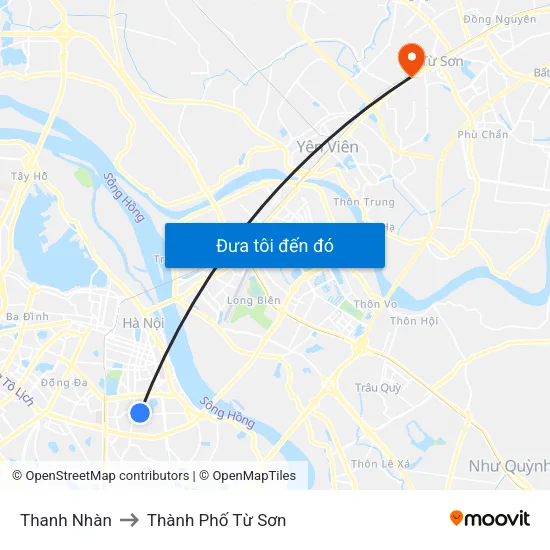 Thanh Nhàn to Thành Phố Từ Sơn map