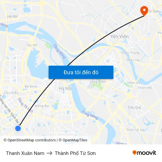 Thanh Xuân Nam to Thành Phố Từ Sơn map