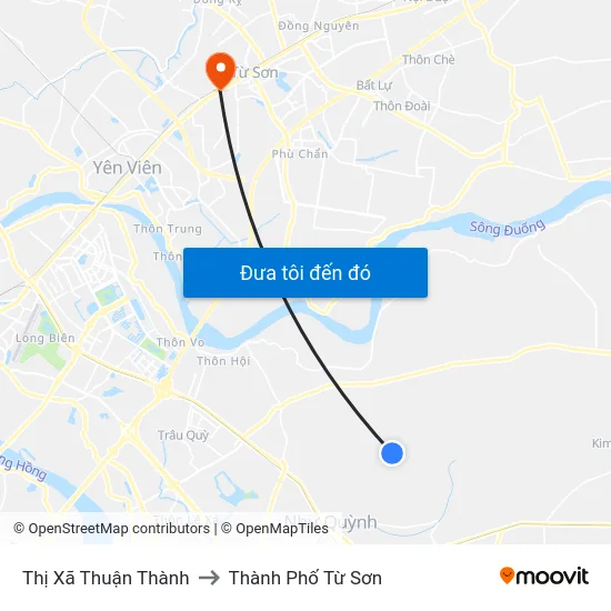 Thị Xã Thuận Thành to Thành Phố Từ Sơn map