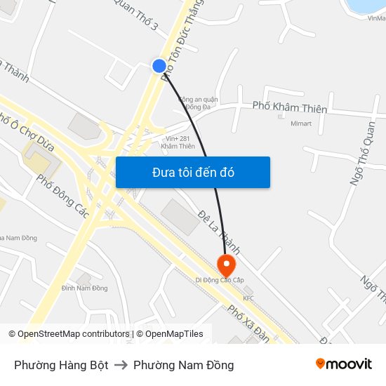 Phường Hàng Bột to Phường Nam Đồng map